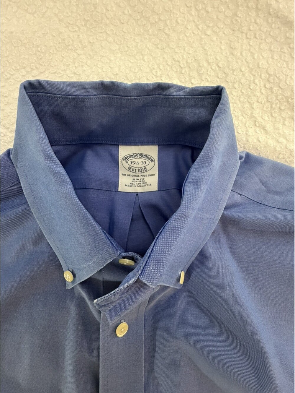 Brooks Brothers Mens 15.5-33 Slim Fit Non-Iron Cotton Blue Button Down Shirt